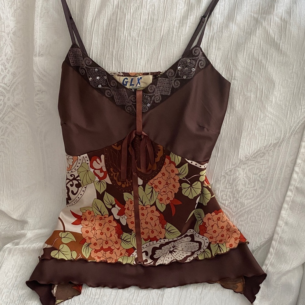 Brown Floral Camisole Top
